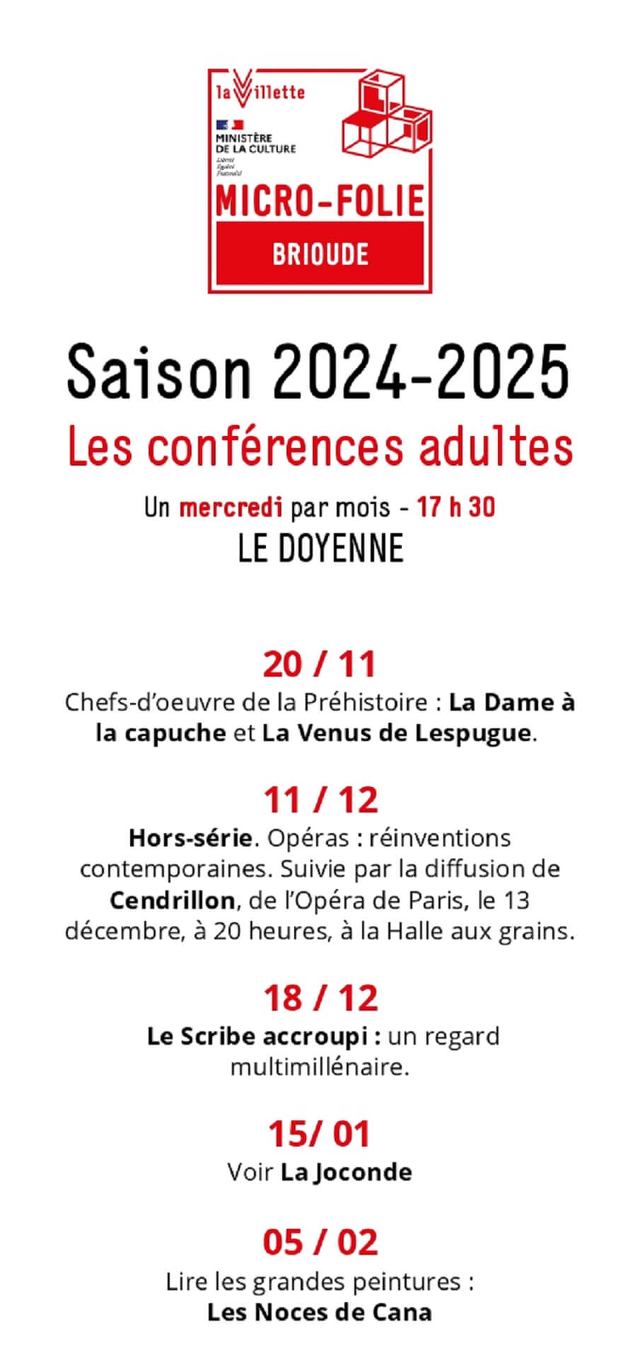 Saison 2024-2025 Les conférences adultes Micro-Folie Brioude_Brioude