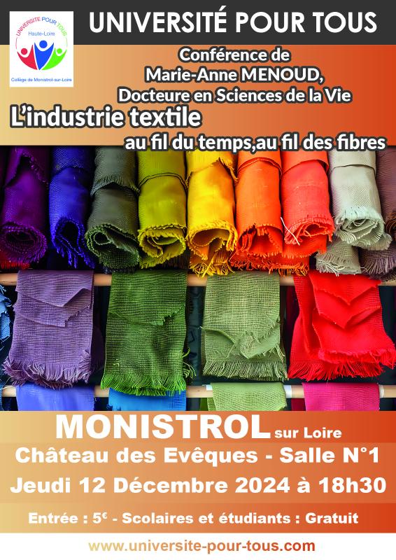 eve - CONFERENCE UPT : L’industrie textile au fil du temps, au fil des fibres ._Monistrol-sur-Loire