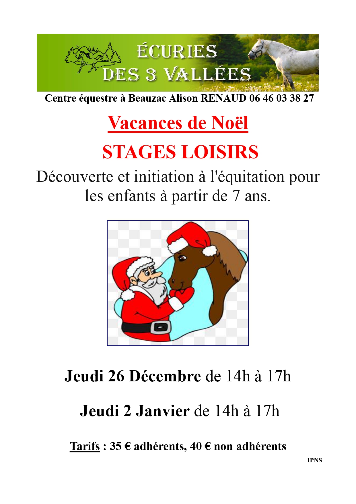 Stages Loisirs Ecuries des 3 Vallées_Beauzac