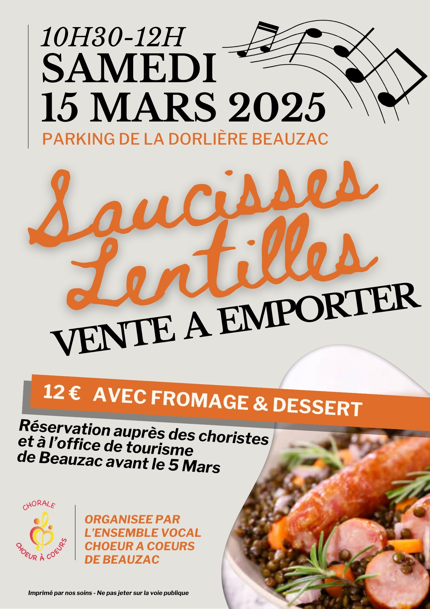 Saucisse lentilles drive à emporter_Beauzac