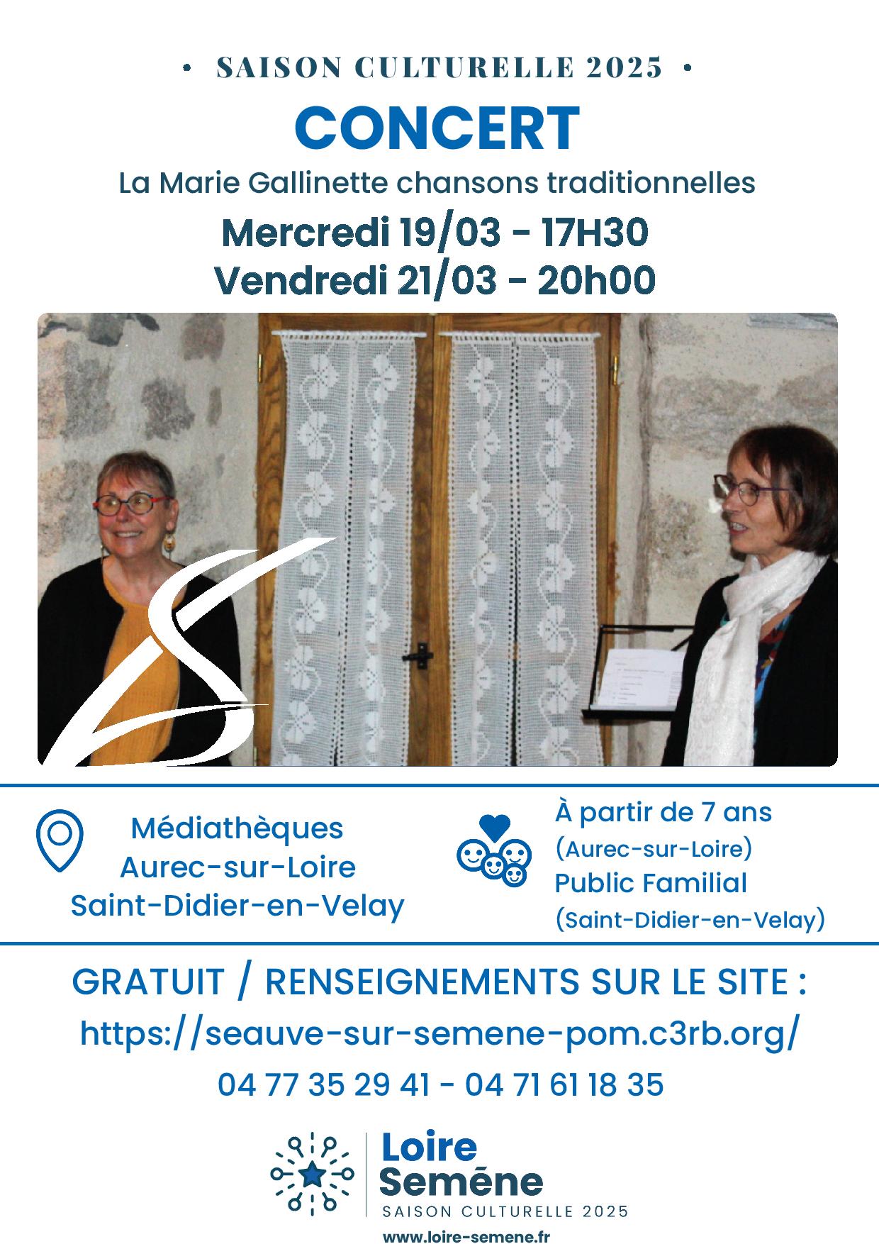 Concert "La Marie Gallinette, chansons traditionnelles"_Saint-Didier-en-Velay