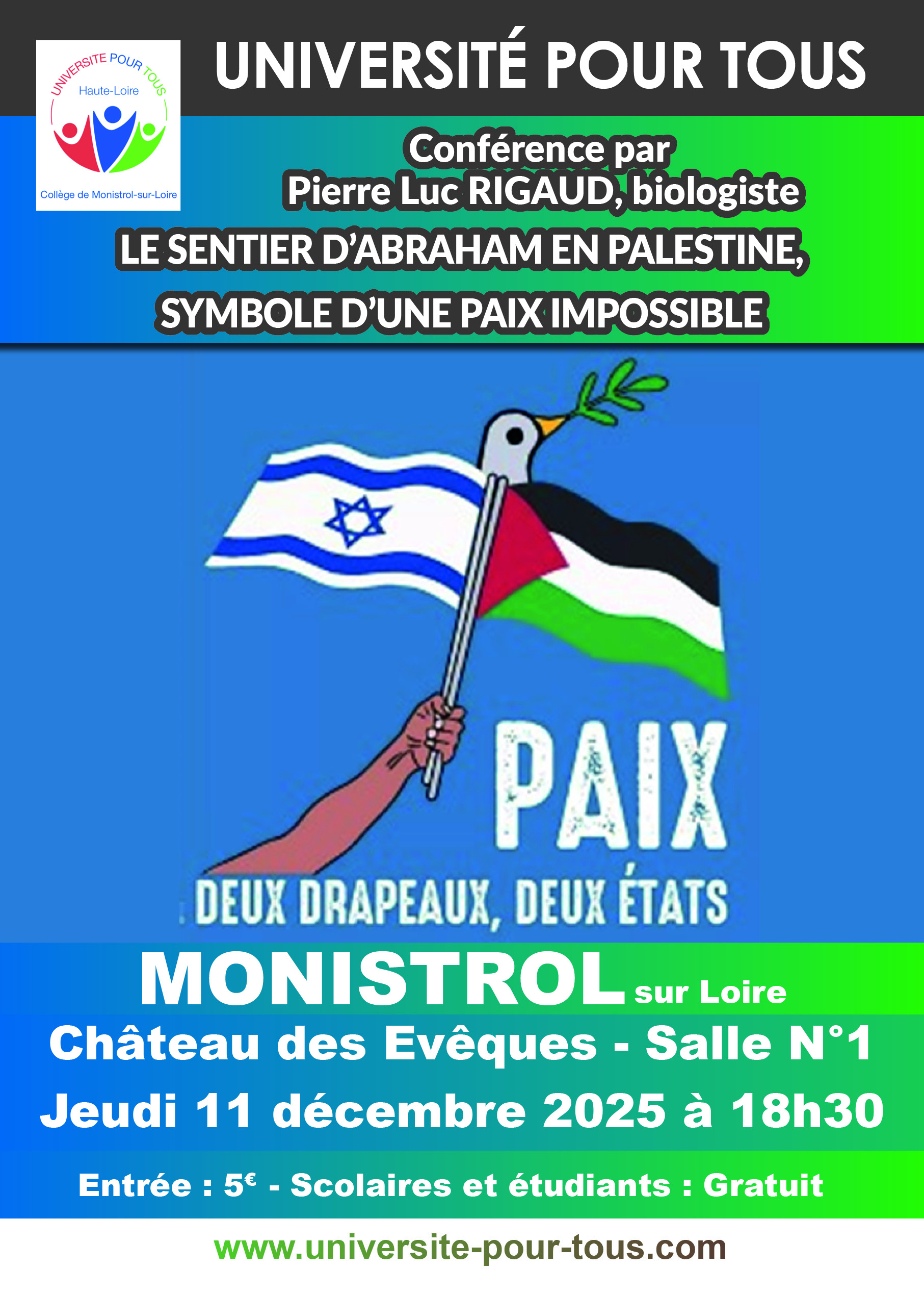 CONFERENCE UPT : Le sentier d’Abraham en Palestine, symbole d’une paix impossible_Monistrol-sur-Loire