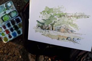 Stage aquarelle sur le motif en ce mois d'octobre à Aiguilhe