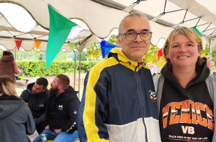 Michel et Maryline à leur arrivée au gîte étape