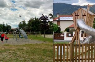 A gauche, l'ancienne aire de jeux, à droite, une partie de la nouvelle.