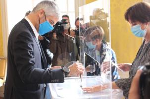 Laurent Wauquiez a voté au Puy aux régionales le 27 juin 2021.