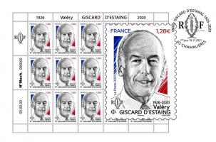 Un timbre a été confectionné à l'effigie de Valéry Giscard d'Estaing.