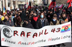 Image archive. Manifestation antifa du 5 février dans les rues du Puy-en-Velay.