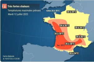 Les prévisions pour ce mercredi 13 juillet, élaborées dimanche.