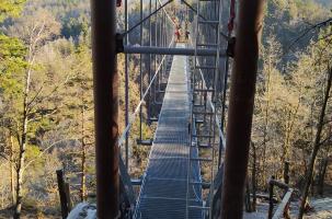 La passerelle himalayenne la plus longue de France en Haute-Loire.