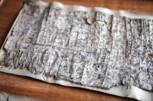 L'un des papyrus avec la plume des Papes d'il y a un millénaire.