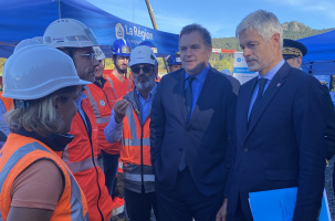 Le ministre des Transports Philippe Tabarot et Laurent Wauquiez sur le chantier