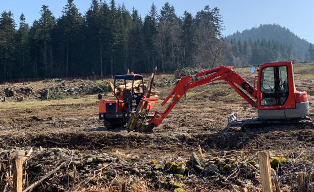 Le chantier de la déviation de la RN88 au Pertuis / St-Hostien début mars 2021.