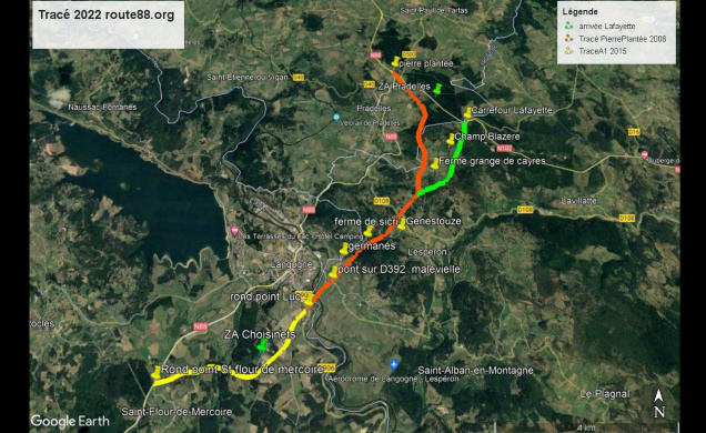 Les différents projets de contournement de Langogne et Pradelles.
