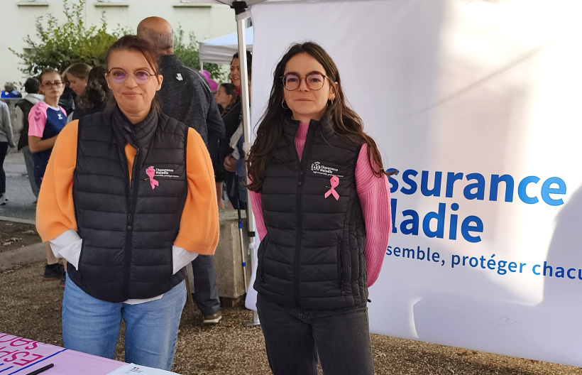 Sabine sur le stand de dépistage