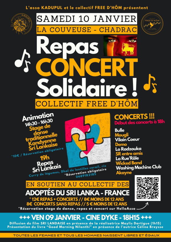 L'affiche de la 4ème édition du repas solidaire où tout est résumé. 