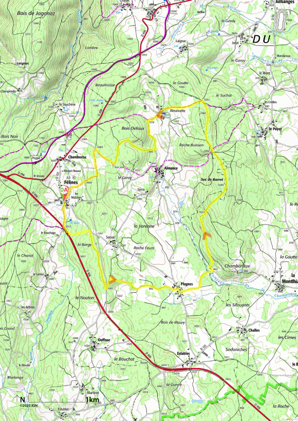 Le parcours de la Randonnée pédestre