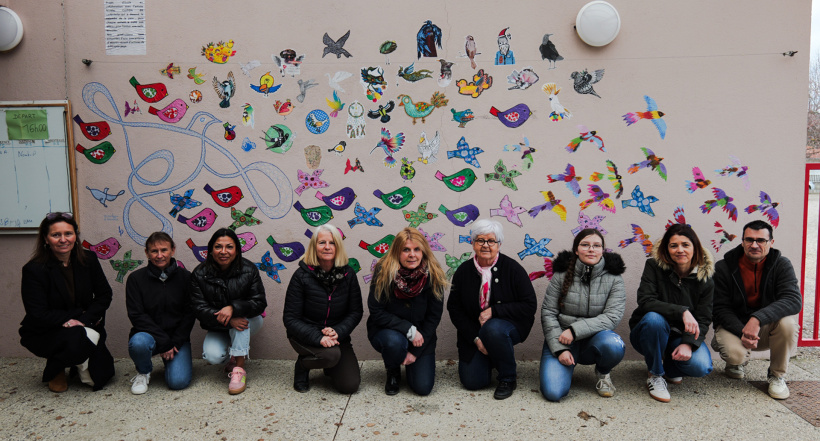 Elus, équipe enseignante et Nicolas Guiton présente la création