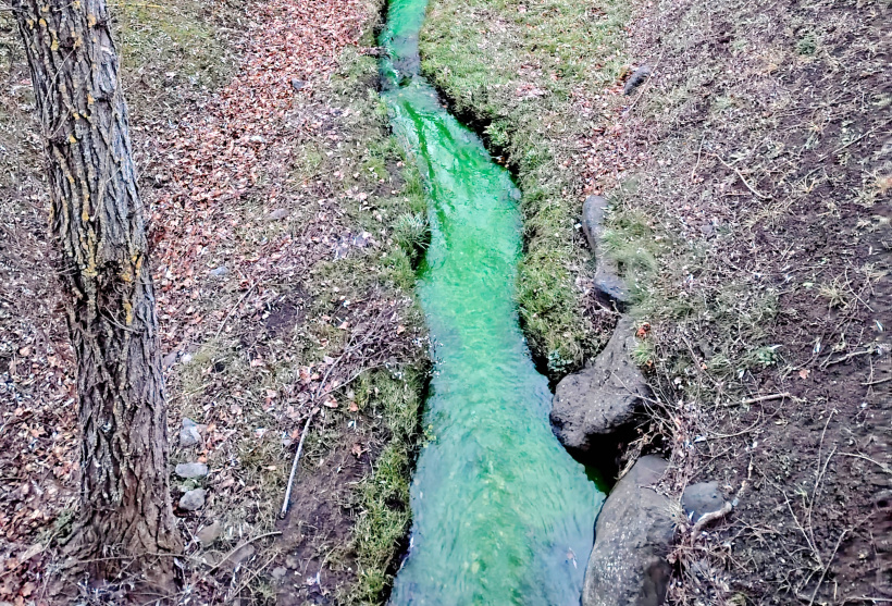 Il est visiblement déconseillé de tremper ses pieds dans cette eau luminescente. 