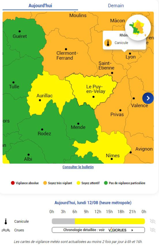 La Haute-Loire en vigilance jaune canicule ce lundi 12 août.